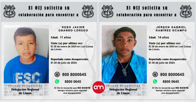 Menores salieron de albergue en Limón y desaparecieron ya hace más de un año: OIJ continúa su búsqueda