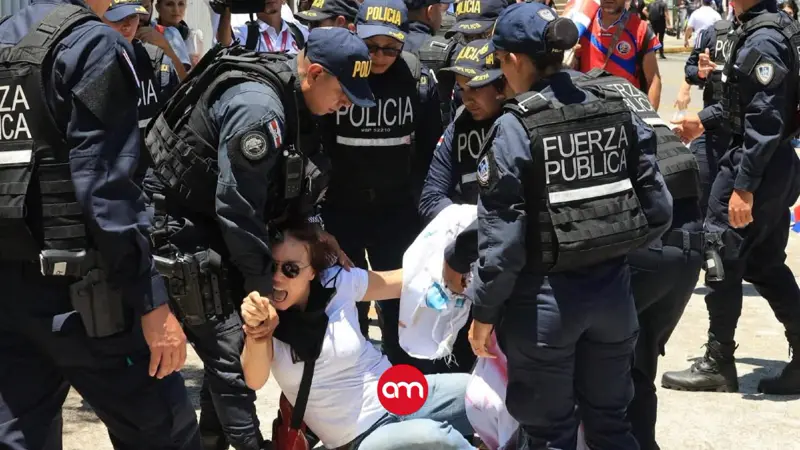 Mujer detenida por morder un policía en las afueras del traspaso de poderes cuando se manifestaba en favor de Palestina