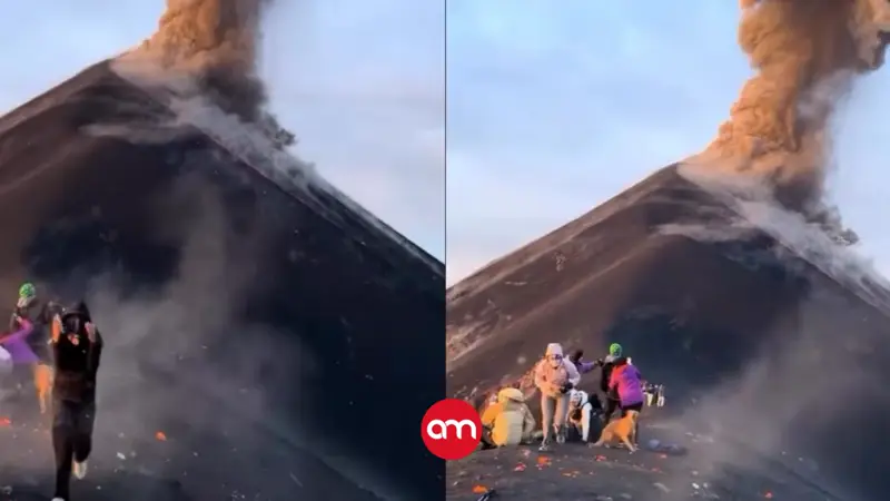 Turistas se salvan de ser alcanzados por lava y rocas de un volcán en Guatemala