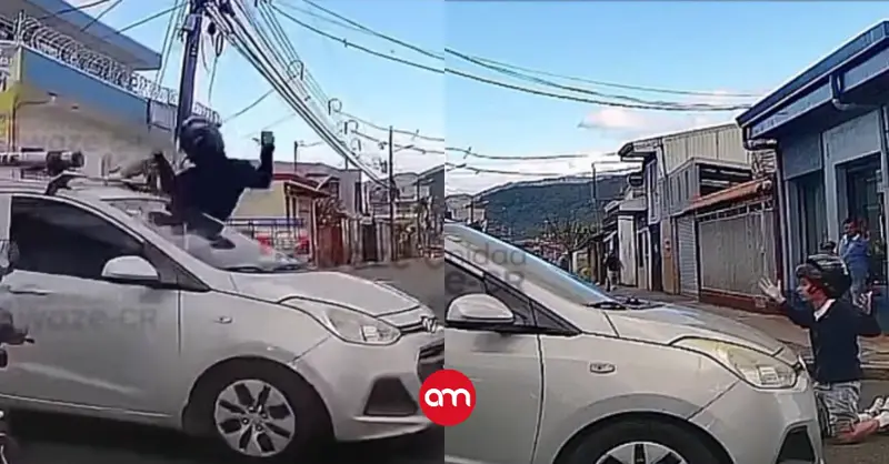 (Video) Motociclista se salta alto, es atropellado y se levanta a reclamarle al conductor que llevaba la vía