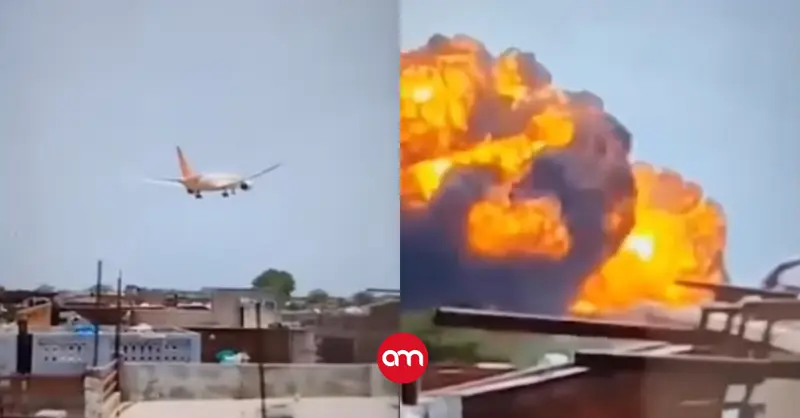 Video capta momento en el que avión se estrella y explota en India