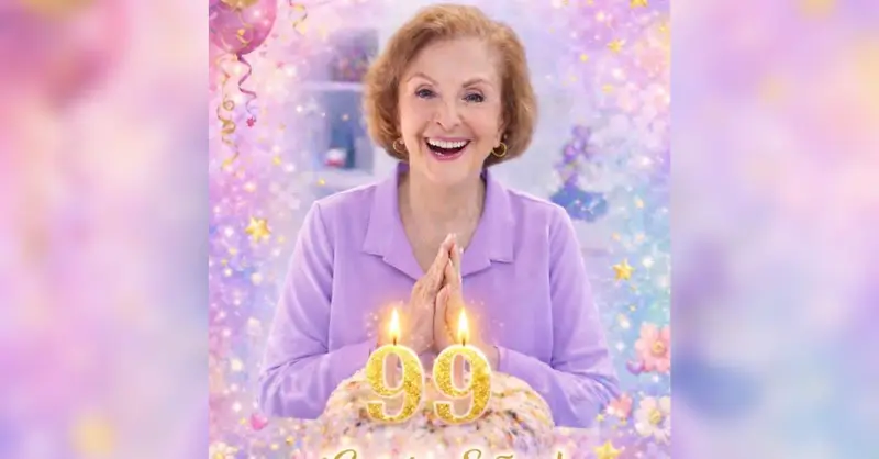 Tía Florita, la famosa chef de la televisión, llega hoy radiante y hermosa a los 99 años