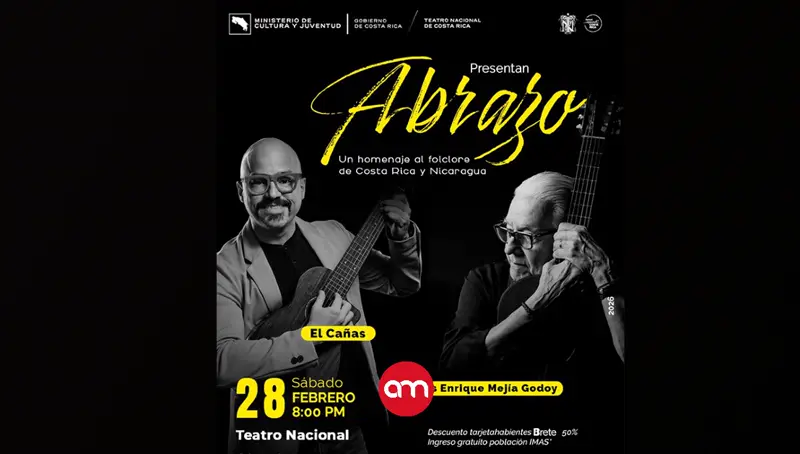ABRAZO: Luis Enrique Mejía Godoy y El Cañas unen Costa Rica y Nicaragua en el Teatro Nacional
