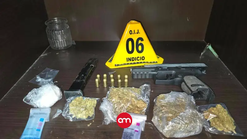 ¡Con solo 16 años! OIJ detiene a menor con cocaína, marihuana, arma y municiones